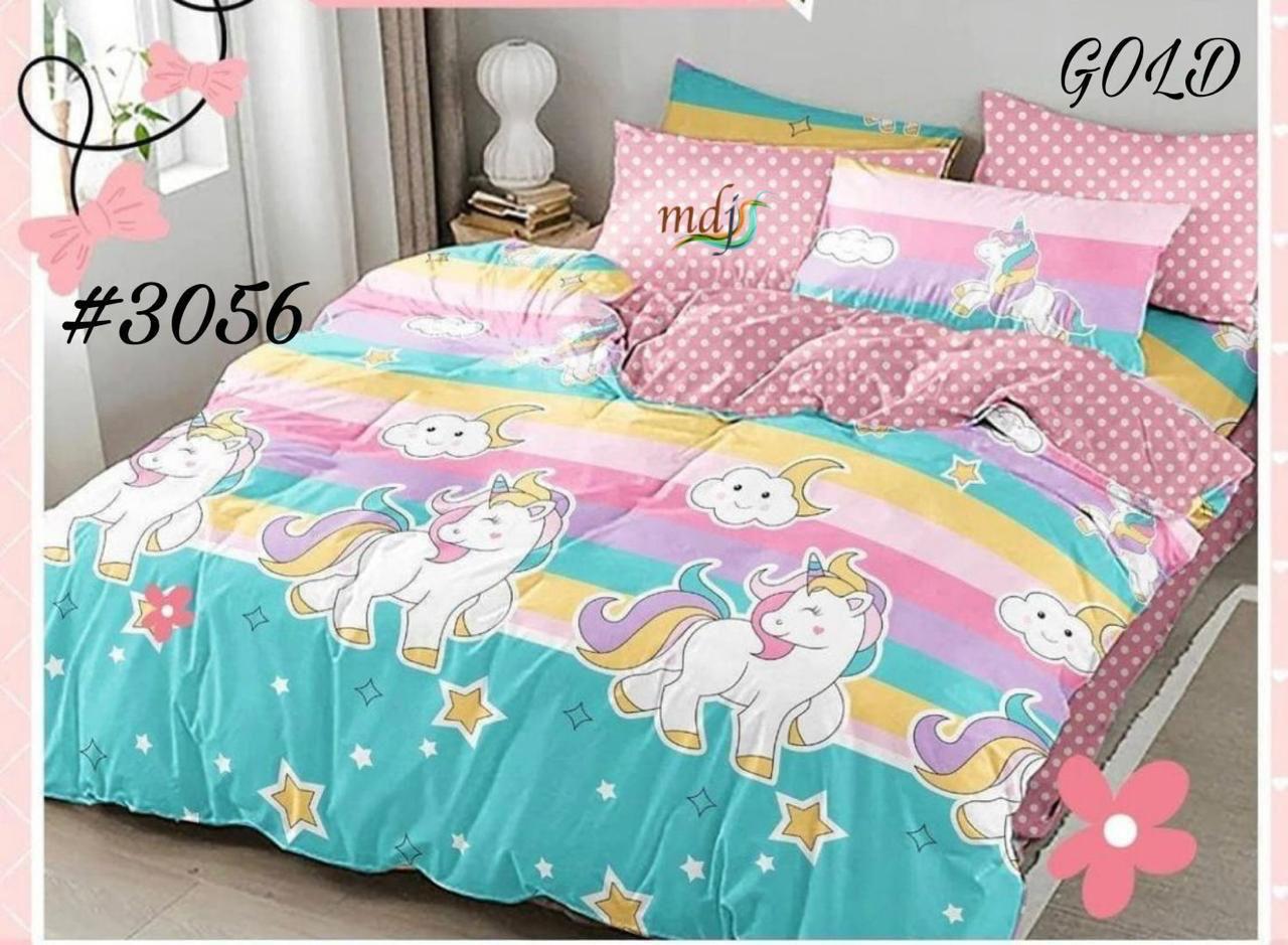 Premium Glace Cotton Double Bedsheet with 2 Pillow Covers